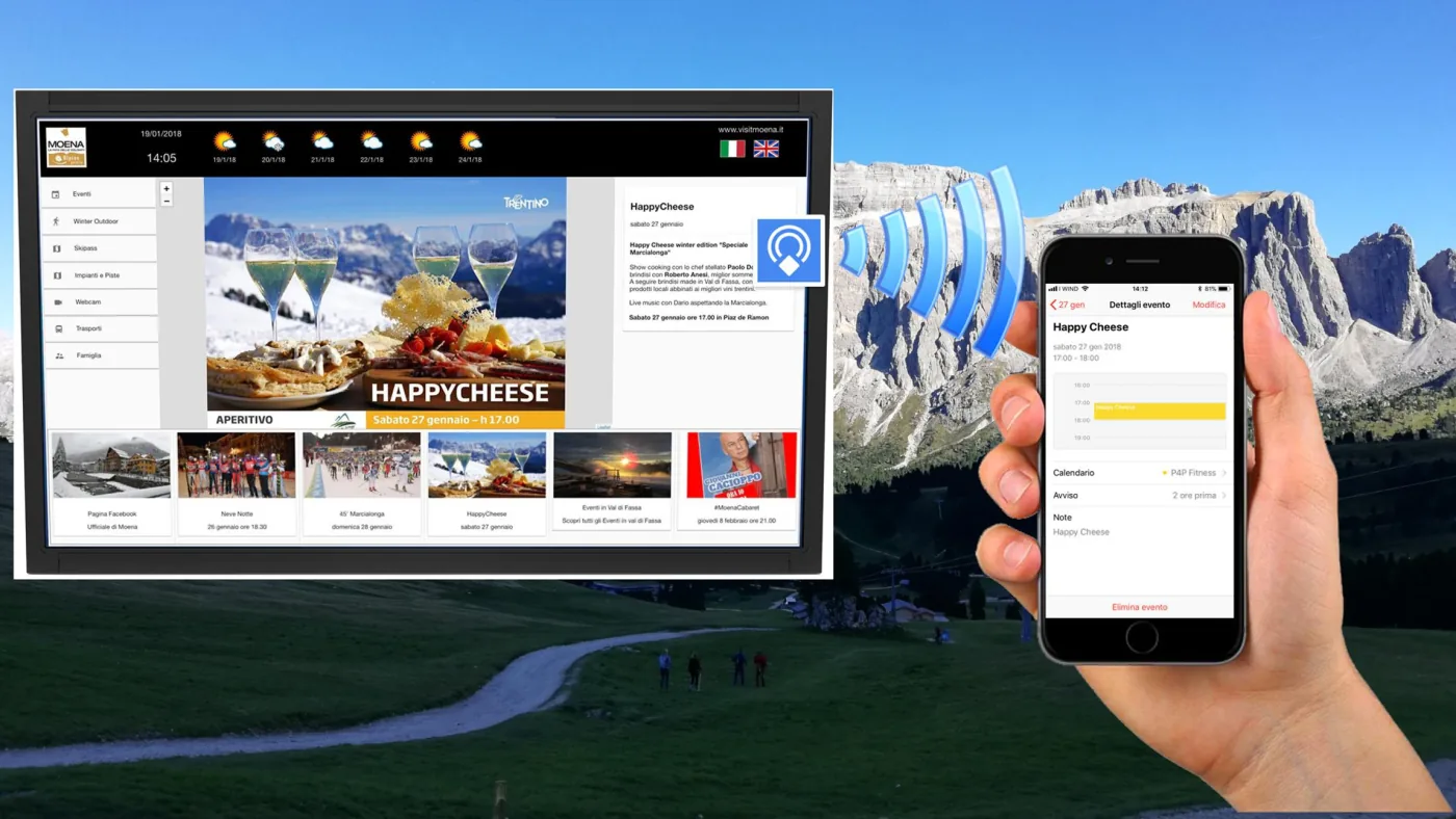 Infopoint interattivo Suggesto collegato a contenuti consultabili da smartphone