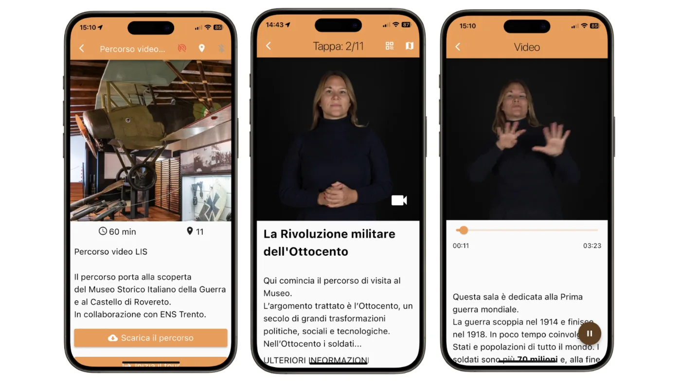 Percorso mobile accessibile del Museo della Guerra di Rovereto con contenuti video LIS